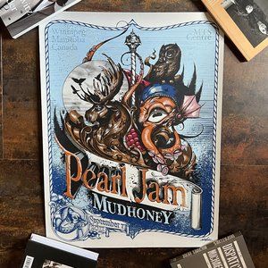 MINT/NM Pearl Jam Winnipeg Manitoba Canada 2011 Greg Simkins, 24" x 18"